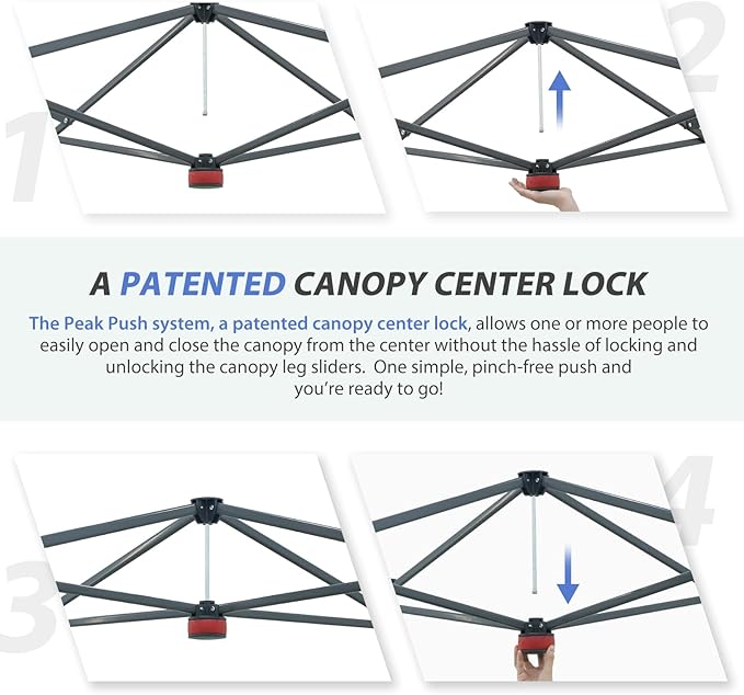 EAGLE PEAK 13x13 Straight Leg Pop Up Canopy Tent Instant Outdoor Canopy Easy Single Person Set up Folding Shelter w/Auto Extending Eaves 169 Square Feet of Shade (Blue)