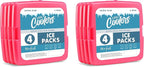 Cool Coolers by Fit + Fresh, Reusable & Long-Lasting Slim Ice Packs, Cold Packs for Lunch Boxes, Ice Packs for Lunch Bags, Pink 8 Pack