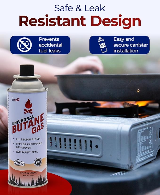 ZeroR Butane Fuel Canister Cartridge 13.4 fl oz (390 mL) | Compatible with Portable Camping Stoves and Torches