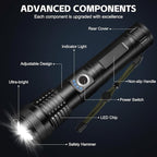 Flashlight Rechargeable LED High Lumens - 99,000 Lm Powerful Handheld Flash Light with 5 Modes, Bright Waterproof Torch for Camping Home (3 Packs)