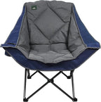 Northroad Oversized Foldable Camping Chair, Outdoor Padded Lawn Chair w/Cup Holder,Carry Bag for Beach, Hiking, and Picnics,Heavy-Duty 300-lbs Capacity, Blue
