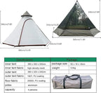 GeRRiT Tents for Camping 4 Person, Waterproof Pyramid Teepee Tent Adult Tent Waterproof Double Layers Indian Tent Yurt Tent Tower Post Bell Tent for Outdoor Family Trip Hello, 3, Black