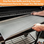 BQMAX Drip Pan & Drip Pan Liners for Traeger Pro 780 Pellet Smoker Grill, BAC780 Drip Tray for Traeger 780 Pro, BAC520 Drip Tray Liners for Traeger Pro 780 Accessories, for Traeger Replacement Parts