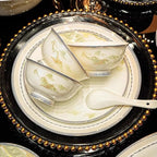 Camping Plates Elegant and Exquisite Ceramic Dinner Plates, Household Dishes, High-end and Tableware Decorative Plate