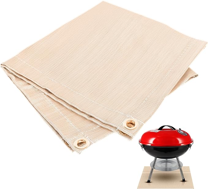 20"x 20" Fire Pit Mat - Fireproof & Heat Resistant Wood Stove Mat for Deck, Patio, Lawn - Fiberglass Insulation Floor Protector for Camping, BBQ, Tent Stoves