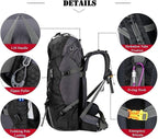Bseash 60L Waterproof Hiking Camping Backpack with Rain Cover, Large Outdoor Sport Travel Daypack Rucksack for Climbing