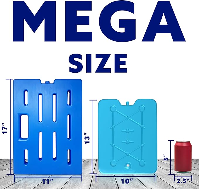 Kona Mega Ice Packs Cooler XXL Size - Long Lasting Reusable Freezer Packs - Alternative to Dry Ice Packs for Cooler Ice Packs - Perfect for Delivery, Catering, Camping, and Travel