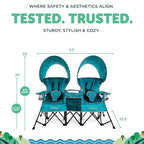 Baby Delight Go with Me Duo Deluxe Portable Chair | for Kids | Double Seat | Indoor and Outdoor | Teal