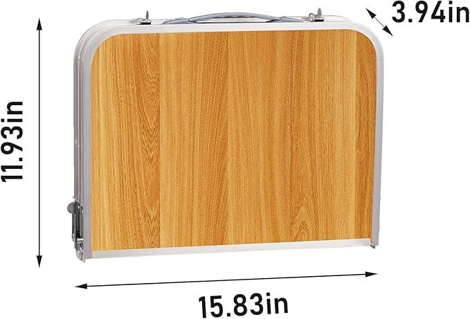 Folding Camping Table, Aluminum Folding Table with Carrying Handle, Lightweight, Portable Camping Table Waterproof for Outdoor Indoor Picnic Beach BBQ (Wood Color, 3ft)