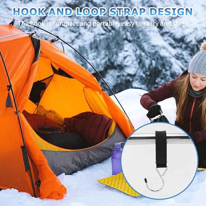 14Pcs Ice Fishing Coat Hooks, Outdoor Hun/ting Tent Hanging Hooks Ice Fishing Shelter Accessories Hanging Storage for IceFishing Tents Outdoor Camping(Color:Black)