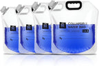 24/7 BAGS 4 Pack Collapsible Water Container Bag 1.3 Gallon/5 Liter, Heavy Duty with Carry Handles, Hikes, Trips, Weather Emergencies, and More, Foldable Water Bag