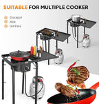 ROVSUN Single Burner Propane Gas Stove with Side Shelf & Carrying Bag, 100,000 BTU Portable Stove with Removable Legs & Regulator for Camping Home Backyard Cooking Brewing Canning Turkey Frying