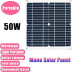 50W Portable Solar Panel Kit with 3000W Inverter, USB Port & 50A Controller - Ideal for Camping, Picnic, and Emergency Power Supply (DC12V-AC110V/220V)