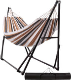 Hammock with Foldable Steel Stand,Frabic Tension Adjustable Indoor,Carrying Bag Included, 616 lbs Weight Capacity, Portable Suitable for Outside Garden Yard Outdoor Inhouse Yellow