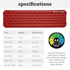 Big Agnes Rapide SL - Insulated Sleeping Pad, Ultralight, All Season Compact Backpacking and Hiking, Pumphouse Sack Included, Orange, 25x78 Wide Long