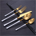 Cutlery Set Tableware Silverware Stainless Steel Handle,Party Steel Cutlery Set Blue Black Gold Dinnerware 304 Stainless Steel Forks Spoons Knives Set Kit Outstanding,