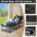 MOPHOTO Folding Chaise Lounge Chair 5-Position, Folding Cot, Heavy Duty Patio Chaise Lounges for Outside, Poolside, Beach, Lawn, Camping