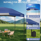 KAMPKEEPER 12x12 Pop Up Canopy Tent,Heavy Duty Outdoor Sun Shade for Events,Camping,Parties - Polygonal Patio Gazebo with Wheeled Bag,4 sandbags(Navy Blue)