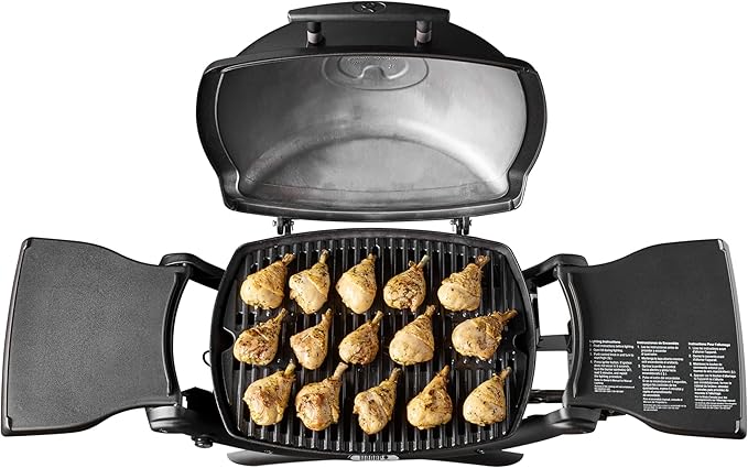 Weber Q1200 Liquid Propane Portable Gas Grill, Titanium – 1‑Burner Travel and Camping Grill with Cast‑Iron Grates & Electronic Ignition (8,500 BTU Burner)