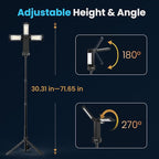 CAVN Rechargeable Camping Lights with Remote & Detachable Tripod Max Height 6.7 ft, Portable Work Light with 3 LED Lamp Heads, Camping Essentials Gear Emergency Flashlight with Hook, Black
