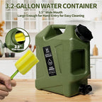 HAIGE 3.2 Gallon Water Container with Spigot, Heavy-Duty Portable Water Jug with Dual Handles, BPA-Free Camping Water Storage for Outdoor, Car Travel, Emergency, Home Drinking & Party Cold Drinks