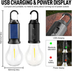 Solar Tent Lamp Portable LED Tent Lights, Hook Hurricane Emergency LED Camping Light Bulb, USB Rechargeable Lantern Bulb for Camping Hiking Backpacking Fishing Outage (2)