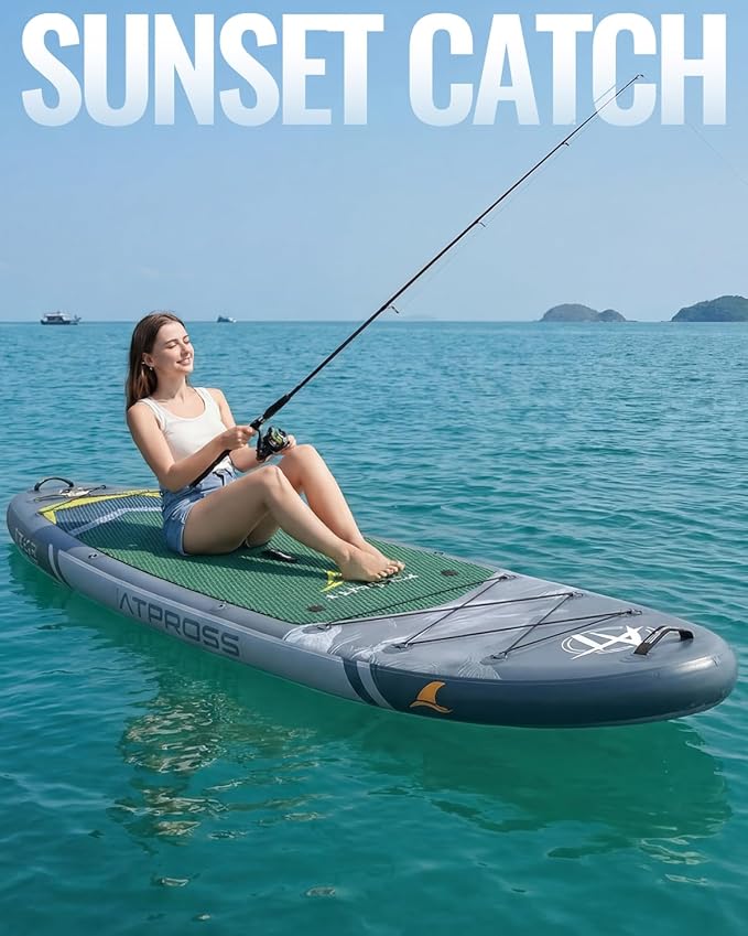 10'6''x33''Inflatable Stand Up Paddle Board, 400lbs Extra Wide Blow Up Paddle Board with Kayak Seat, Premium SUP Accessories Kit & Backpack, Non-Slip Stable Deck Boat for Yoga Fishing Surf