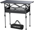 FUNYKICH Folding Camping Table(L32.3''xW15.7''), Aluminum Roll-up Portable Picnic Table with 2 Adjustable Height, Large Storage and Carrying Bag for Picnic, Camping, BBQ, Party, Backyard, Beach