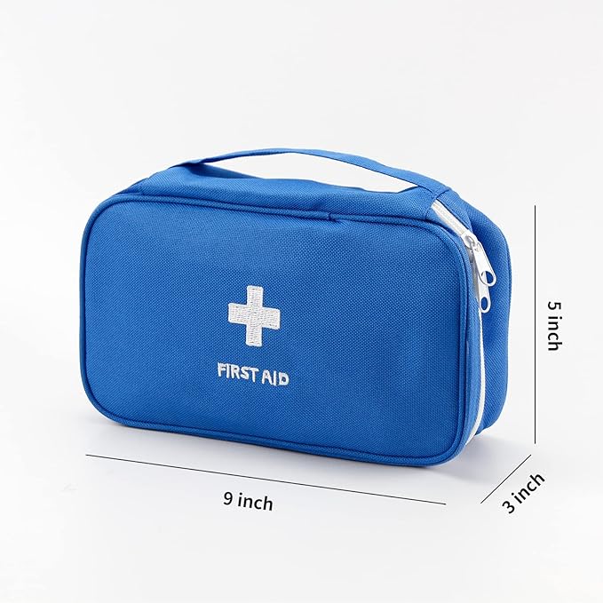 Portable Empty First Aid Kit Bag, Travel Medicine Pouch, Small Medical Bag (2 Pieces Blue)