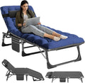 NAIZEA Folding Camping Cot W/Mat for Adults, Adjustable Lounge Chair Outdoor, Heavy Duty Sleeping Cot Bed, Travel Camp Cots for Pool, Beach, Patio Sunbathing