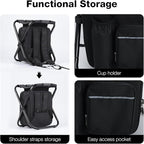 Portable Backpack Stool Cooler Chair for Adults Heavy Duty 350lbs, Lightweight Folding Detachable Large Camping Seat Backpack Cooler Chair for Fishing Hunting Travel