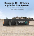 210W Portable Solar Panel with Adjustable Kickstand,IP65 Waterproof,High Efficiency Conversion,Foldable Solar Panel for Outdoor Camping,RVs and Home Backup