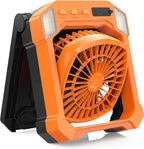 Camping Fan Battery Powered & Solar Powered, Portable Solar Fan 10000mAh Rechargeable Outdoor Fans with Light, Quiet Cordless Fans for Tent, RV, Emergency, Hiking, Power Outage, Desk, Survival Kit