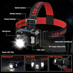 Rechargeable Headlamp High Lumen, 2Pack Super Bright Head lamp with Side Light & Motion Sensor, 7Mode Head Lights for Forehead, Adjustable Focus LED Headlamps for Adults Camping Running Hiking