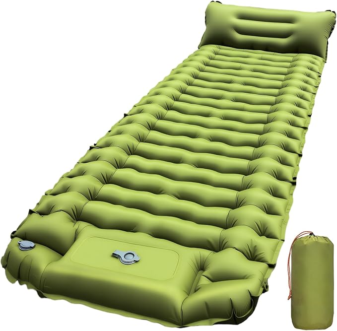 Sleeping Pad, Ultralight Inflatable Sleeping Pad for Camping with Pillow Built-in Foot Pump, Extra Thick Compact Camping Sleeping Mat for Hiking, Backpacking, Tent Use