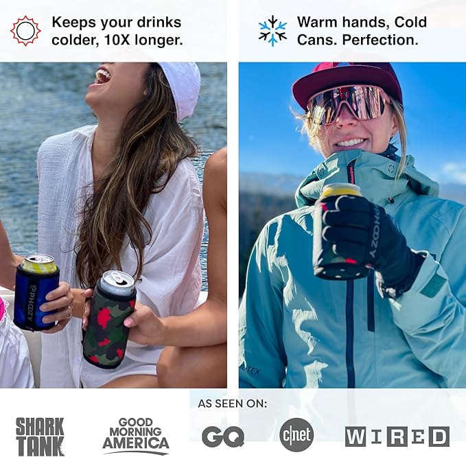 PHOOZY Insulated Can Cooler for Slim 12oz Cans with NASA-Inspired Technology - Patented Koozie That Keeps Drinks Cold 10x Longer - Lightweight Beer Koozie for Outdoor Adventures - Pink Camo