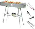 WILLBBQ Charcoal Grills Commercial Quality Portable Hibachi BBQ Lamb Skewer Folded Camping Barbecue Grill for Backyard Outdoor Cooking Use (39.4x7.1x5.1 inch With Accessories)
