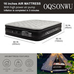 Air Mattress Queen with Built in Pump, Max 660 lbs Weight Capacity - 16" Foldable Portable Inflatable Mattress for Guests, Home, and Camping