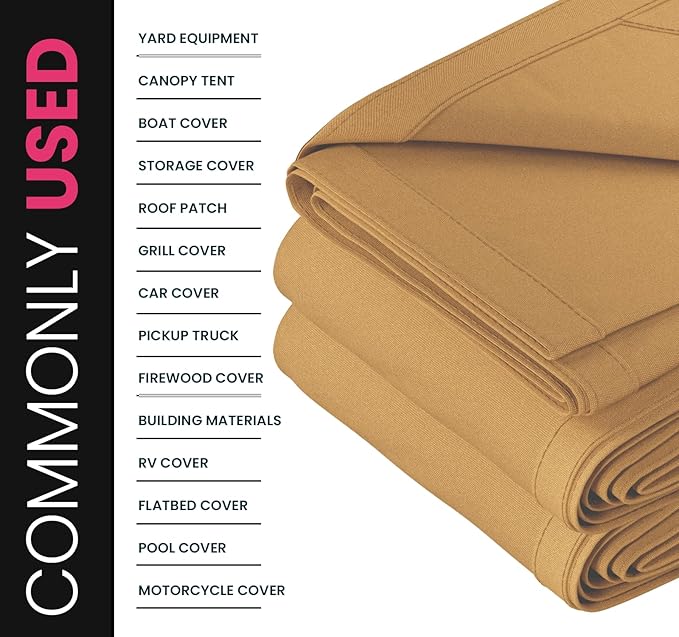 PROTARP Extreme Heavy Duty 20 OZ Water Resistant Canvas Tarp, UV Resistant Tarpaulin Cover with Rustproof Brass Grommets, Multipurpose for Canopy, Roof, Camping, Woodpile (Tan 20'X30')