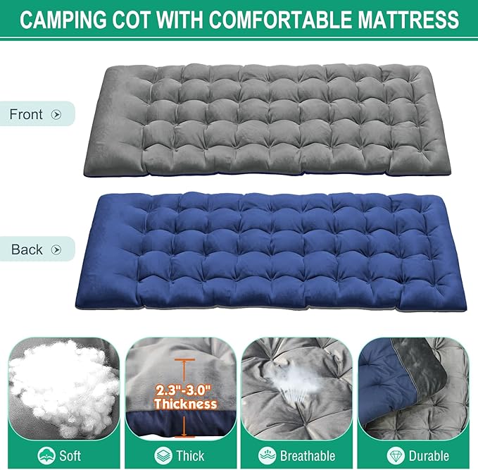 Barbella Folding Lounge Chair with Mattress, 4 Position Adjustable Folding Sleeping Bed Cot Patio Chaise Lounge Chairs Perfect for Sunbathing, Camping, Pool, Beach, Patio