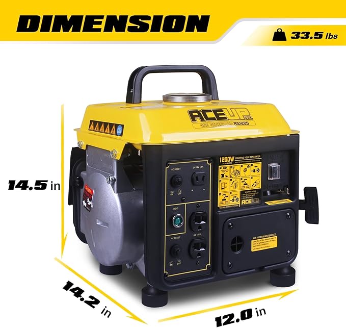 Aceup Energy 1200W Gas Generator, Small Lightweight Generator for Home Use, EPA Compliant