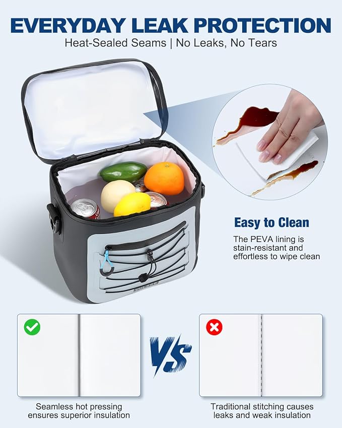 Cooler Bag, 7/16/30 Can Soft Sided Small Portable Insulated Cooling Pack, Everyday Lunch Cooler, Leakproof Ice Chest for Beach, Camping, Travel, Picnic