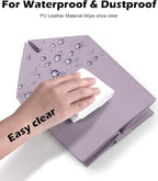 Tissue Box Cover for PU Leather, Modern Simple Solid Color Holder Square Tissue Bag, Ideal for Bathrooms,Office,Car,Nightstand,Outdoor Tent,Dining Table,5"X5"X5", Single Purple