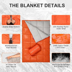 Down Camping Blanket - Lightweight, Packable, Warm & Puffy Outdoor Travel Quilt for Sleep, Hiking, Backpacking, Stadium, Festivals, Water-Resistant Sleeping Bag 55"x79"