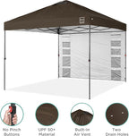 Best Choice Products 10x10ft Pop Up Canopy Tent with Sidewall, 1 Person 1 Minute Set Up, Carry Case, 4 Weight Bags - Brown