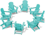 SERWALL Adirondack Chair with Cup Holders - Composite Adirondack Chairs Set of 8 HDPE Outdoor Chairs All Weather Use- Aruba