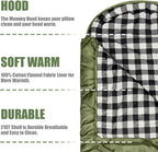 ShinHye 0 Degree Sleeping Bag for Adults - Cotton Flannel 4 Season Cold Weather Winter, XXL Big and Tall Camping Sleeping Bag with Compression Sack