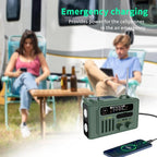 Solar Hand Crank Emergency Radio,NOAA/AM/FM with LED Flashlight & Reading Lamp,USB Type-C/Solar/Hand Crank Charging,Bluetooth Speaker,SOS Alarm&Compass for Camping Indoor Outdoor Emergencies (Green)
