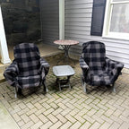 CITYBONFIRES The Chair Blanket – Reversible, Waterproof & Polar-Lined - Stretchable Elastic Back - Original Patio Chair Cover – Ideal for Homes and Outdoor Furniture- with Carry Pouch – Gray Plaid