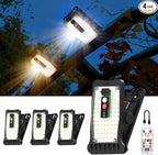 Clip On Solar Motion Lights Outdoor Waterproof, 800LM, 70 LED, 3 Color Temperature, USB & Remote Control, 4 Pack Portable Solar Powered Light Outside for Gutters Fence Garage Camping